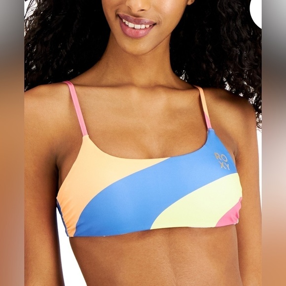 Roxy Pop Surf bralette bikini top bra Junior S boho color block coastal granny - Picture 1 of 12
